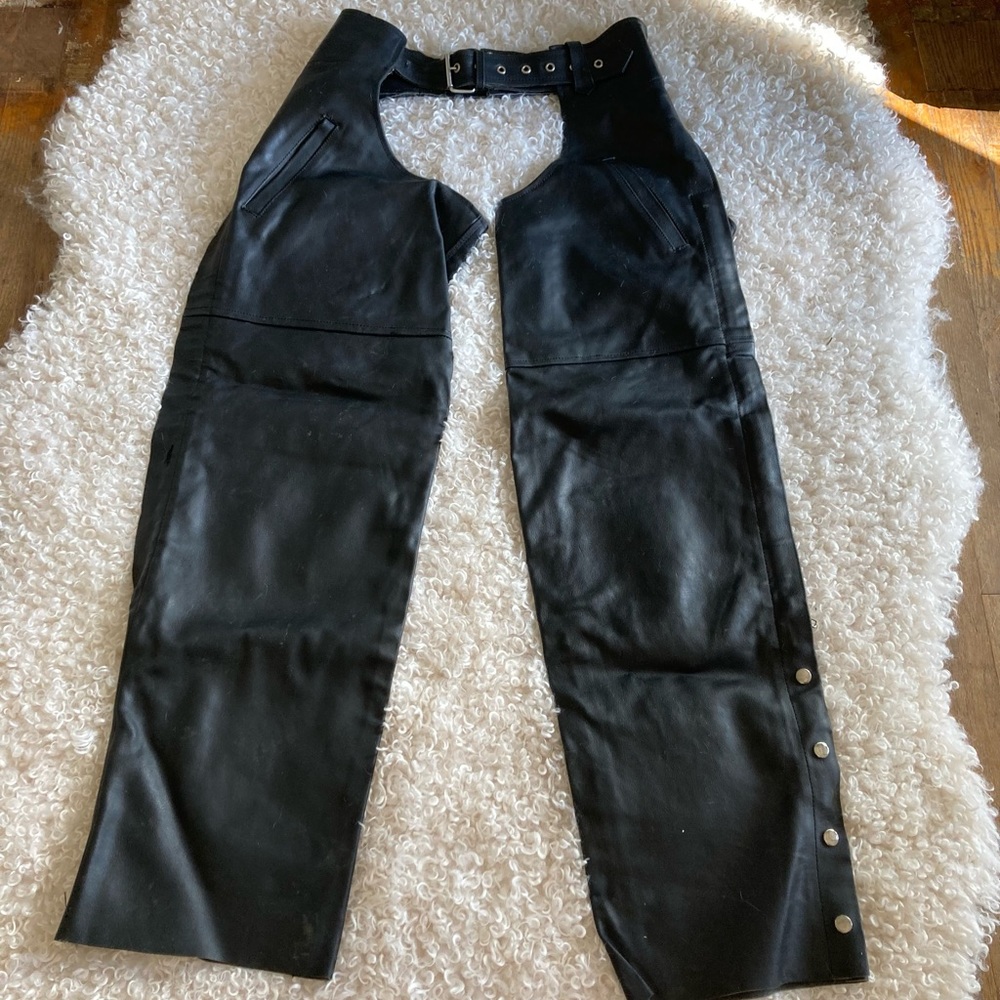 Genuine Leather Chaps- Black-Large